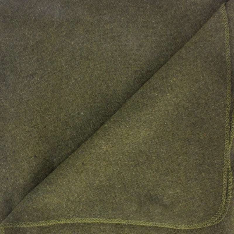 Military-Style Fire Retardant Wool Blanket 66x90 Inches - 80% Wool, Olive Drab Green