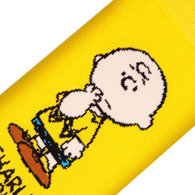 Men's Crew Socks with Charlie Brown Peanuts Cartoon Design - Retro Style