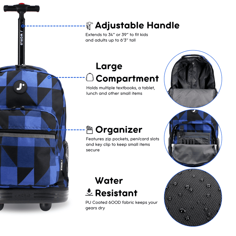 Kids & Adults 18-Inch Rolling Backpack for School and Travel