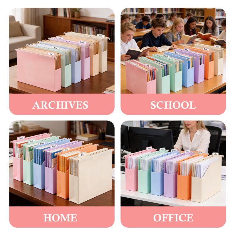 12 Pack Expanding Hanging File Folders - Letter Size Plastic Office Organizer