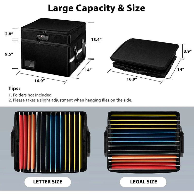 Fireproof Lockable Document Storage Box - Water-Resistant, Stackable File Organizer