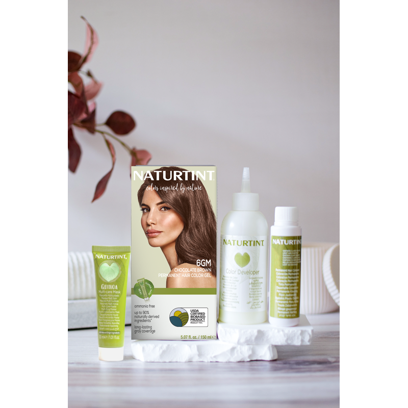 Natural Permanent Hair Color - Chocolate Brown, Vegan & Gentle, 6 Pack