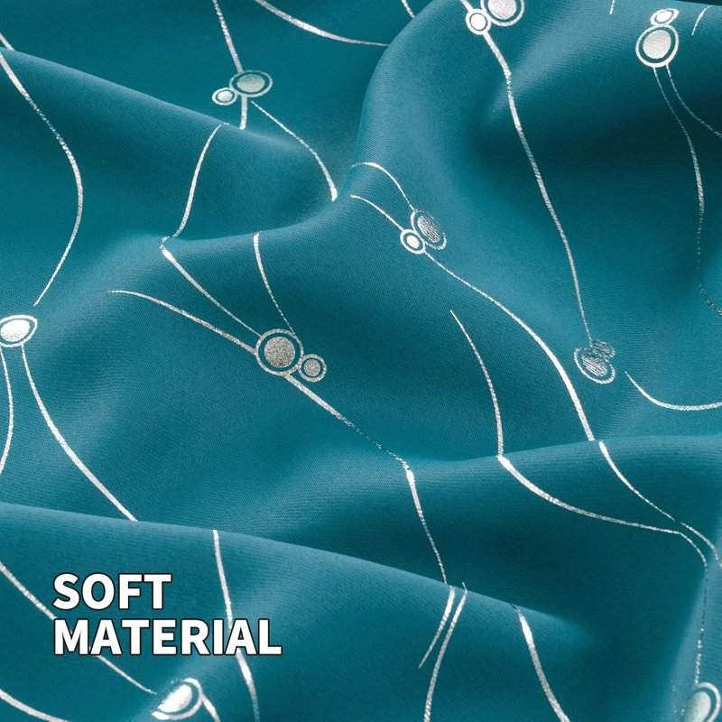 Blackout Room Darkening Curtains Set - Insulated Grommet Window Panels with Wave Dots Pattern