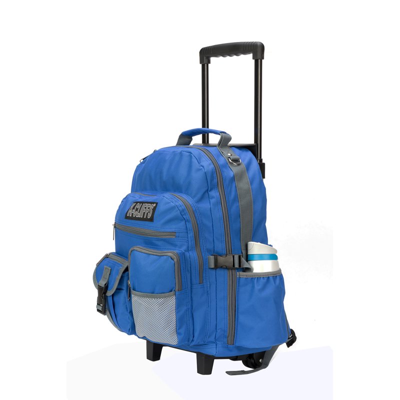 Heavy Duty 17-Inch Unisex Rolling School Backpack with Multiple Compartments