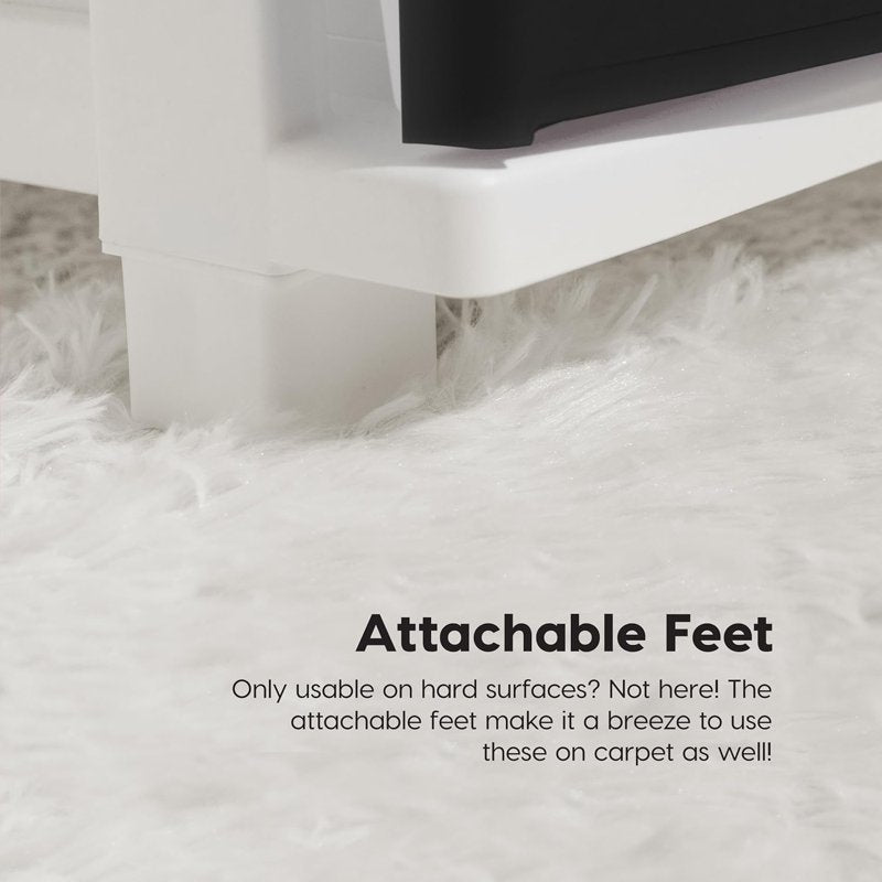 Slim Plastic Drawer Storage Tower - 4 Drawers, White/Black