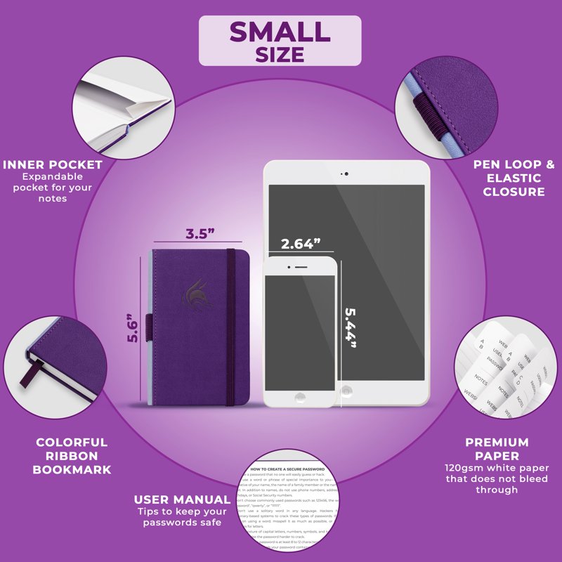 Pocket Password Book with Alphabetical Tabs - Compact Notebook & Organizer
