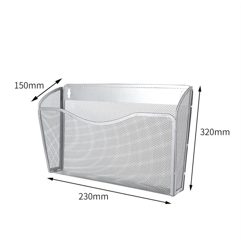 Wall Mount Hanging File Organizer with Mesh Pocket for Office & Home Storage