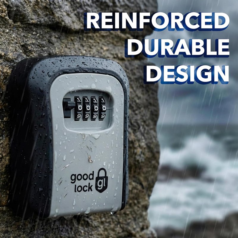 Portable Key Storage Box with 4-Digit Lock, Lightweight & Durable Plastic Security Lockbox