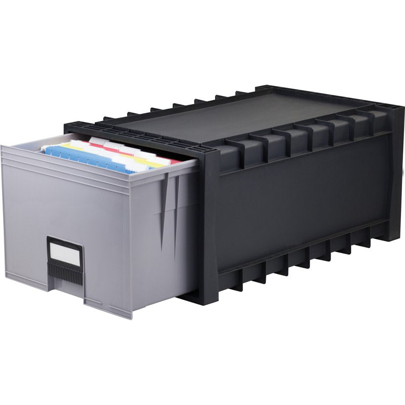 Plastic File Storage Box with Label Holder - Archive & Office Organizer