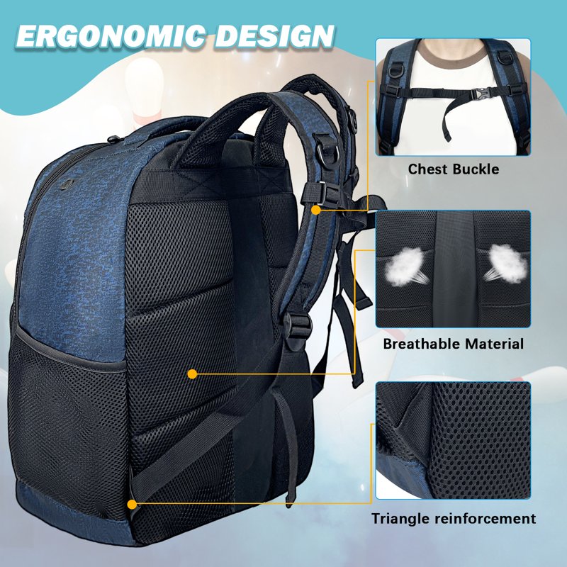 WOLT Healthyblue 2-Ball Bowling Backpack with Protective Foam & Shoe Compartment