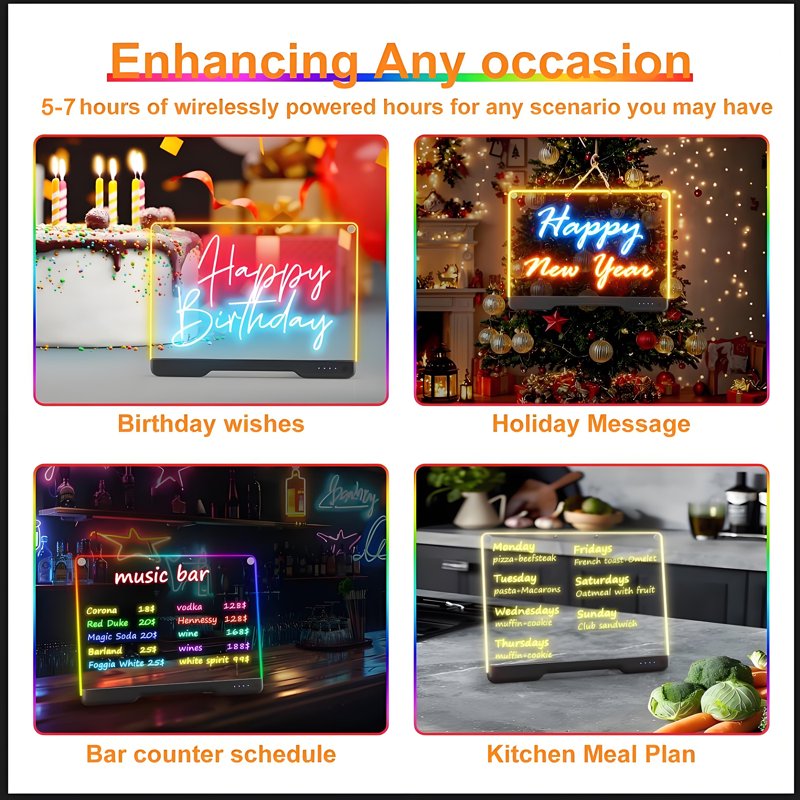 Rechargeable LED Drawing & Doodle Board with RGB Colors Kids Adults Gift