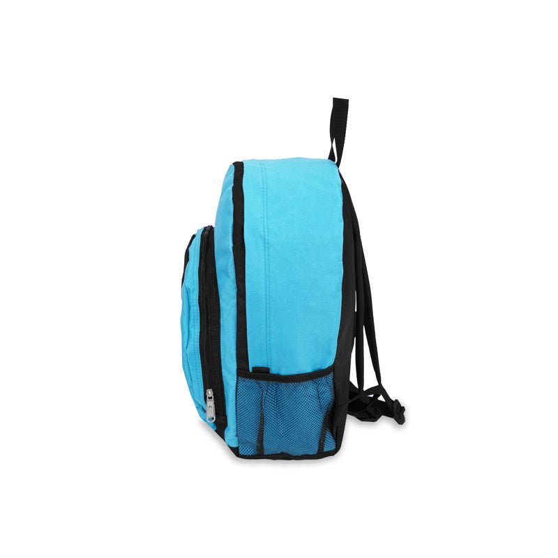 Unisex 17-Inch School Backpack with Multiple Pockets - Turquoise/Black
