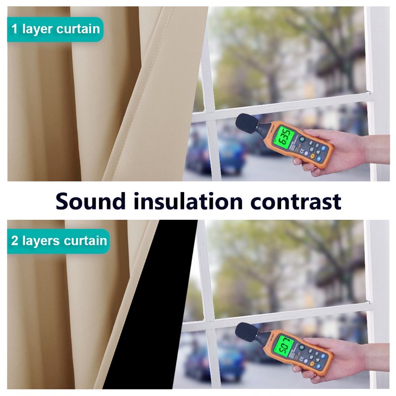 Blackout Curtain Panels 2-Layer Thermal Insulated Noise Reducing Drapes for Window Energy Efficiency