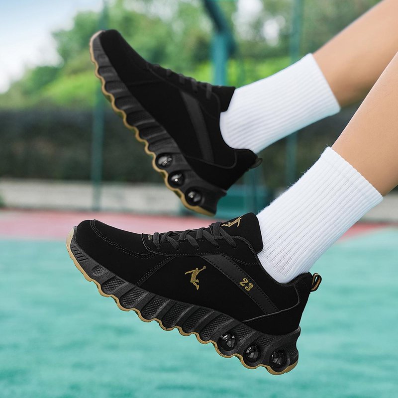 Performance Basketball Sneakers Men Black Gold Non-Slip Shock Absorption Athletic Shoes