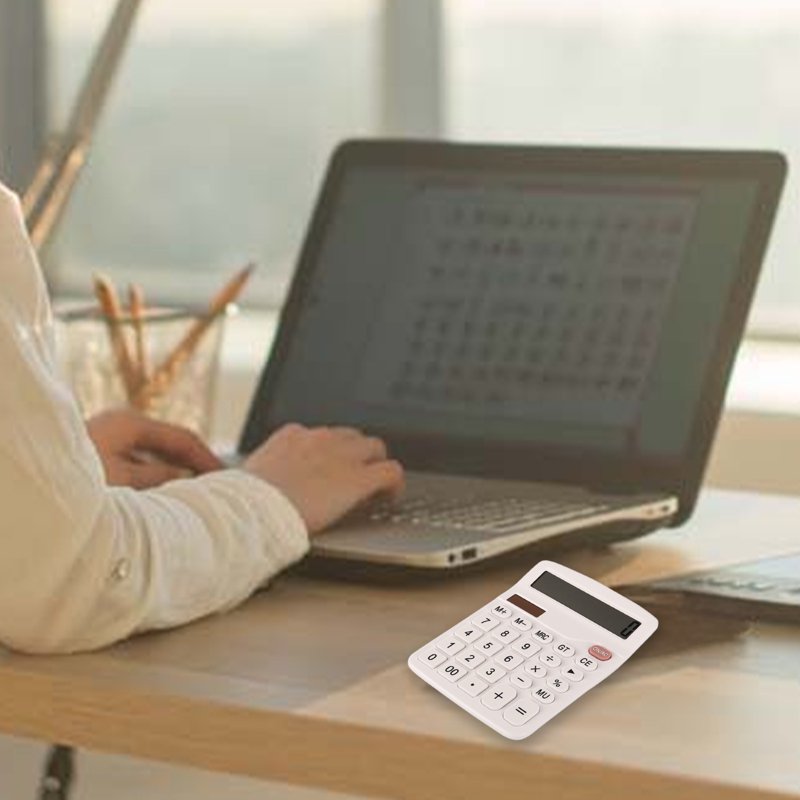 12-Digit Solar & Battery Powered Desktop Calculator - Office & Home Use
