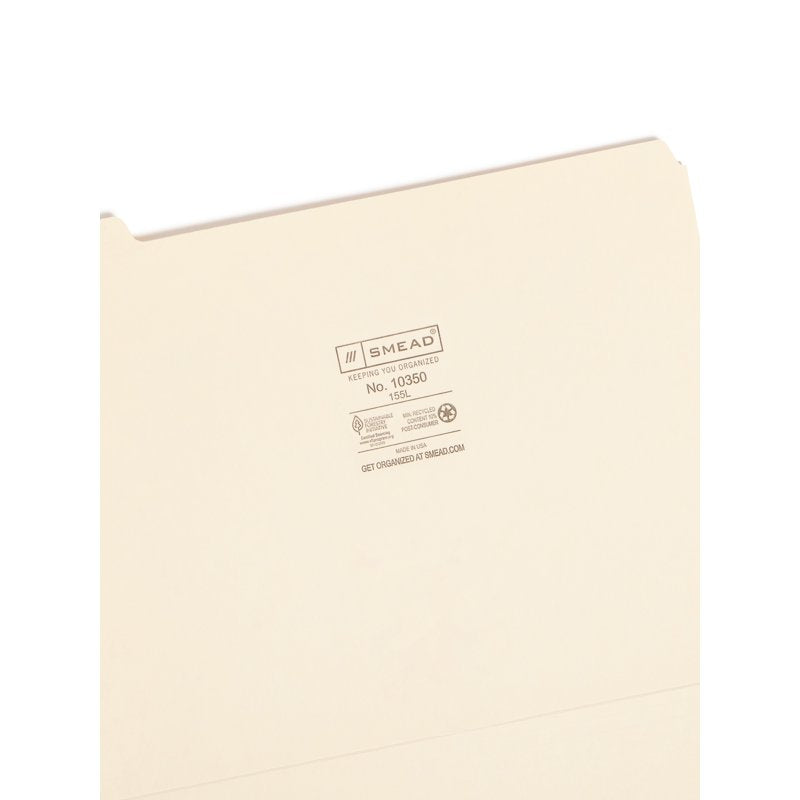 Manila File Folders with 1/5-Cut Tabs - Pack of 100, Letter Size