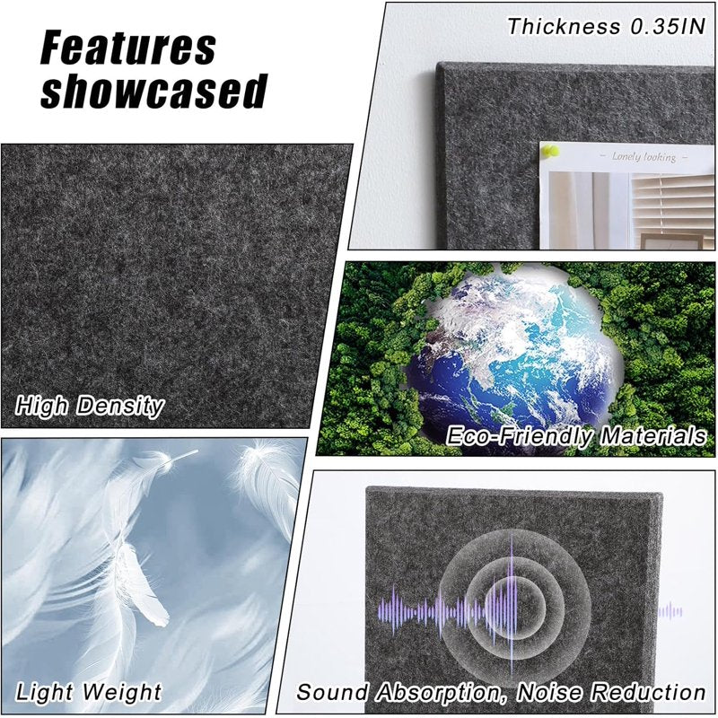 Large Wall Cork Board Tiles 36x24 Inches | 6 Pack Felt Bulletin Boards with Pushpins