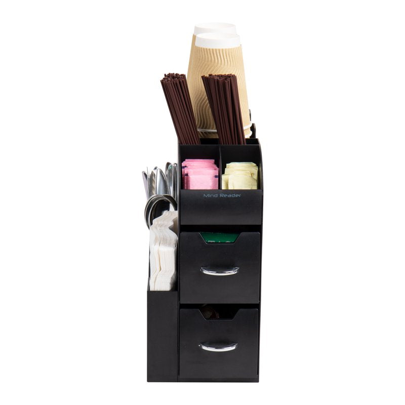 Countertop Coffee and Condiment Organizer Station - Black