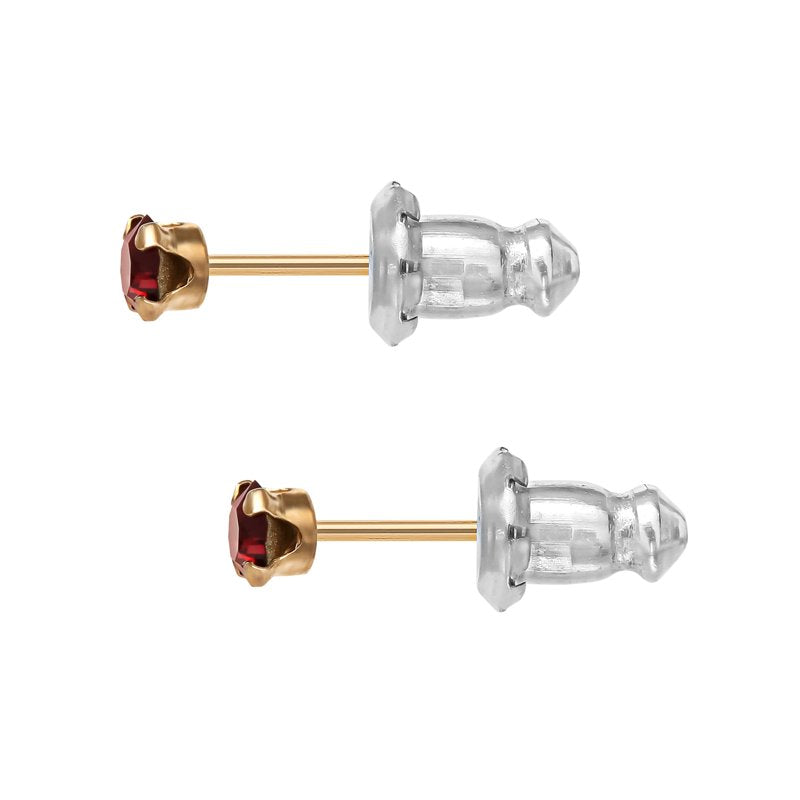 Girls Tween 14K Gold Birthstone Stud Earrings - February Crystal Jewelry