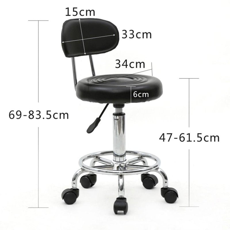 Height-Adjustable Swivel Drafting Stool with Backrest and Chrome Base — Black