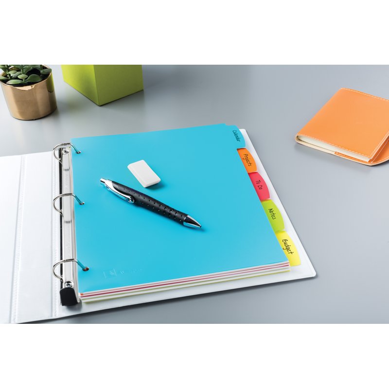 Big Tab Write & Erase Plastic Dividers - Reusable Multi-Color Binder Sections