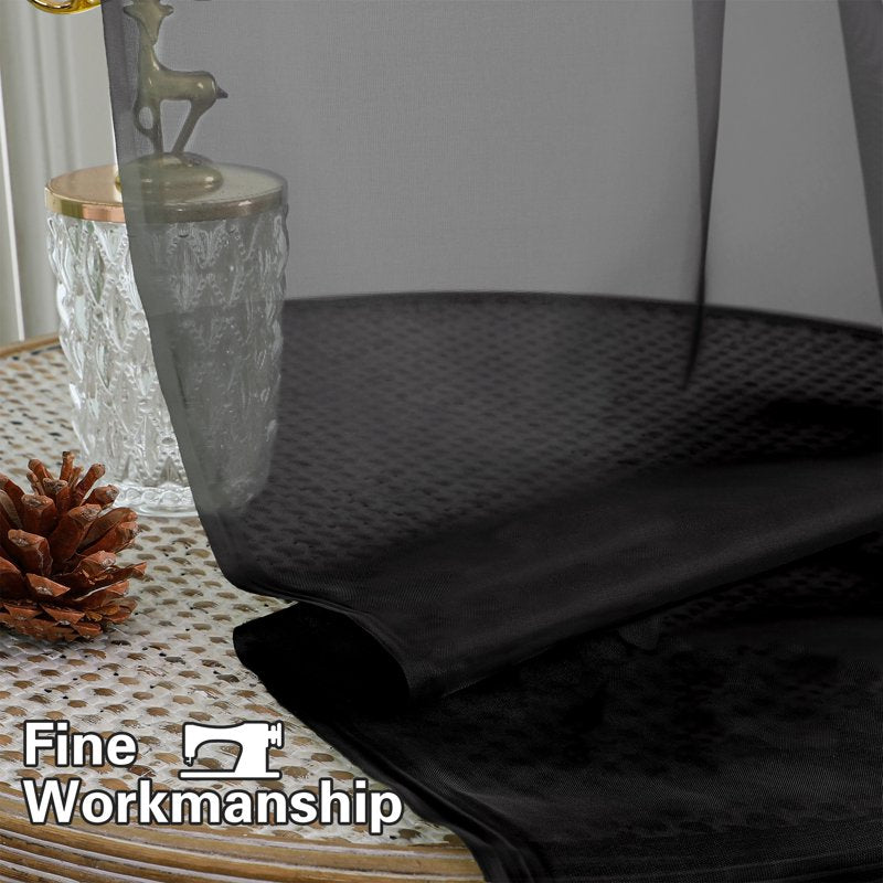 Black Sheer Curtains 84 Inch Long 2-Piece Set Light-Filtering Voile Drapes