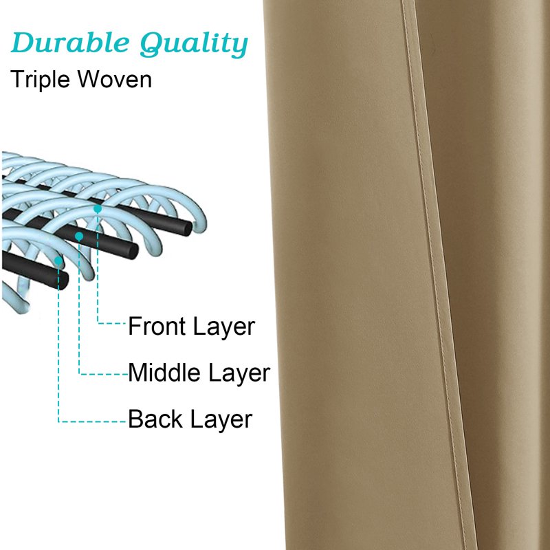 Room Darkening Thermal Insulated Kitchen Curtains 36 Inch Length 2 Pack