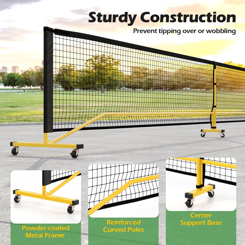 Portable Pickleball Net System 22 FT Regulation Size for Outdoor & Indoor Play