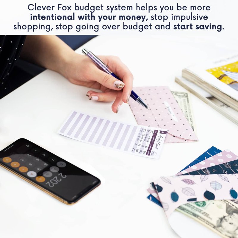 Cash Envelope Budget System Set with Water-Resistant Envelopes, Pouch & Tracking Sheets