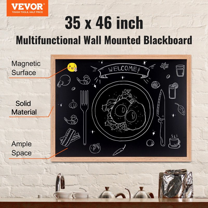 Magnetic Chalkboard Sign with Chalks and Frame - Rustic Home Decor & Party Calendar 35x46 inches