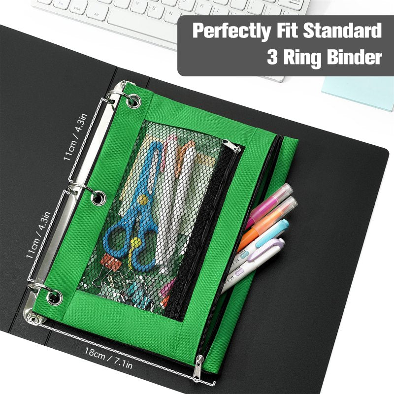 Large 3-Ring Binder Pouch with Zipper for Office & School Supplies - 12 Pack