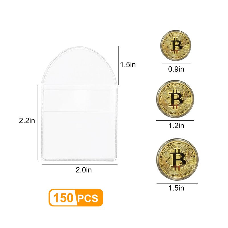150pcs Plastic Coin Holders & Jewelry Protectors - Clear Storage Sleeves