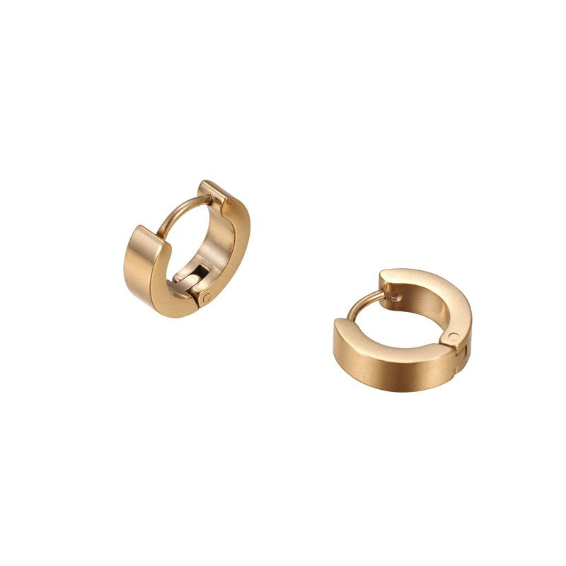 Men's 3-Piece Gold Plated Earring Set Stainless Steel Versatile Jewelry