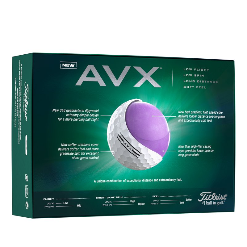 Titleist AVX Golf Balls 12 Pack White 2024 – Low Flight, Low Spin