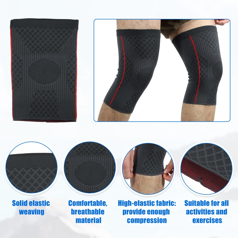Knee Support Brace for Men Women - Elastic Compression Knee Sleeves, Breathable & Protective, 2 Pack