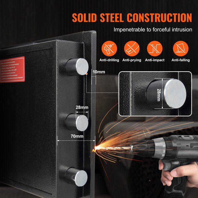 Depository Safe Box with Drop Slot and Emergency Keys - 2.5C Carbon Steel Security Safe