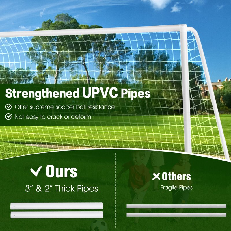 All-Weather Soccer Goal 12 x 6 ft with UPVC Frame – Portable Backyard Practice