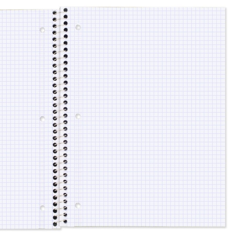 Spiral Notebook with Graph Ruling - 1 Subject, 100 Sheets, 10.5 x 7.5 inches, Black