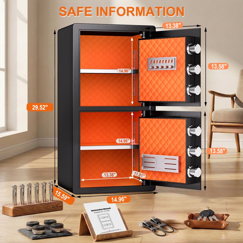 Heavy-Duty Home Safe Box with Dual Alarm System and Biometric Lock