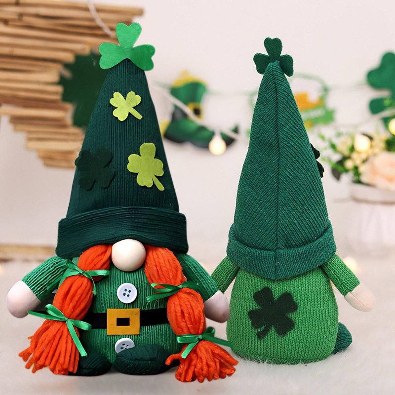 St Patrick's Day Gnome Decorations - Handcrafted Irish Lucky Leprechaun Figurines for Home & Party