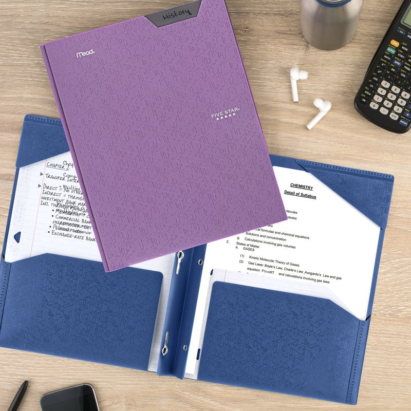 Purple Plastic Pocket and Prong Folder - Stay-Put File Organizer, 8.5 x 11 inches