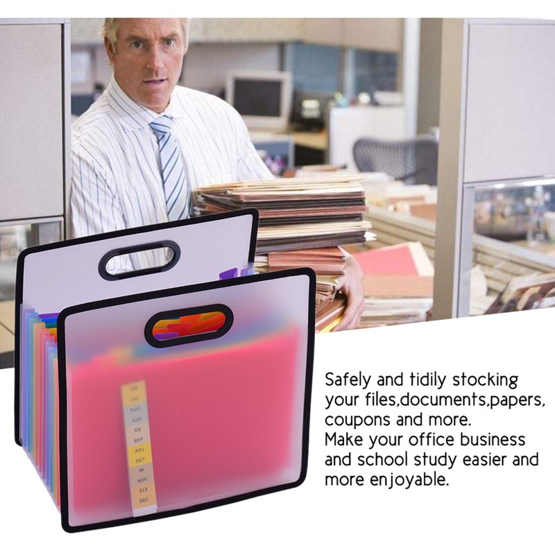 12-Pocket Accordion File Organizer with Labels - Office Document Storage