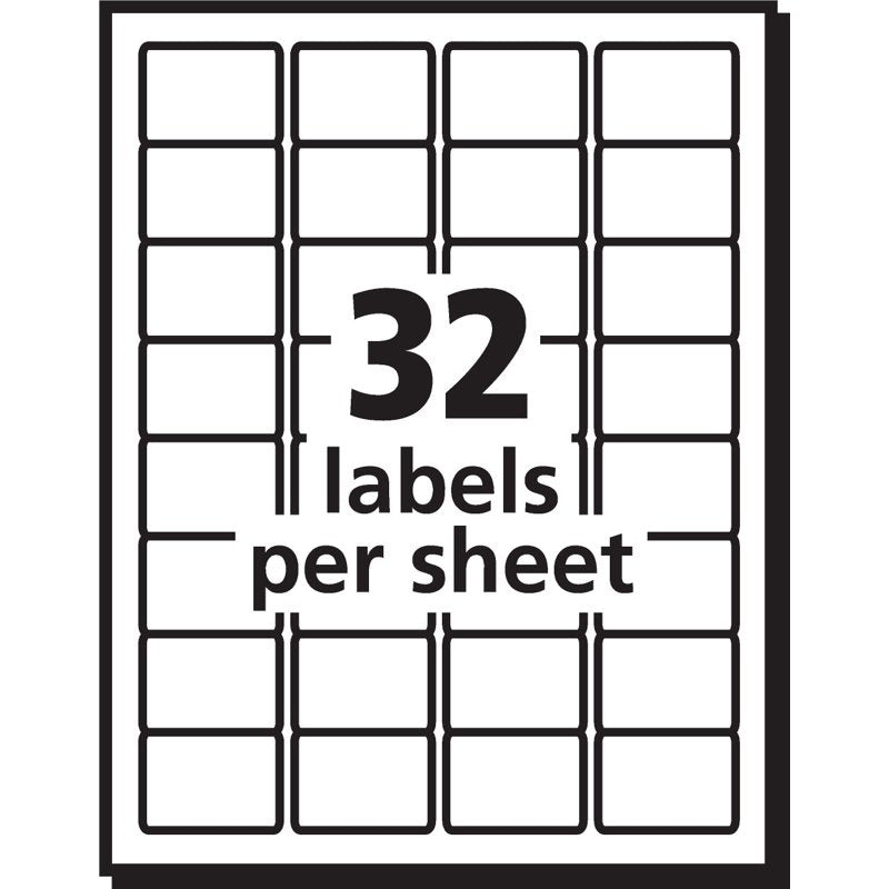 Durable ID Labels with Permanent Adhesive 1-1/4 x 1-3/4 Inch 1600 Pack
