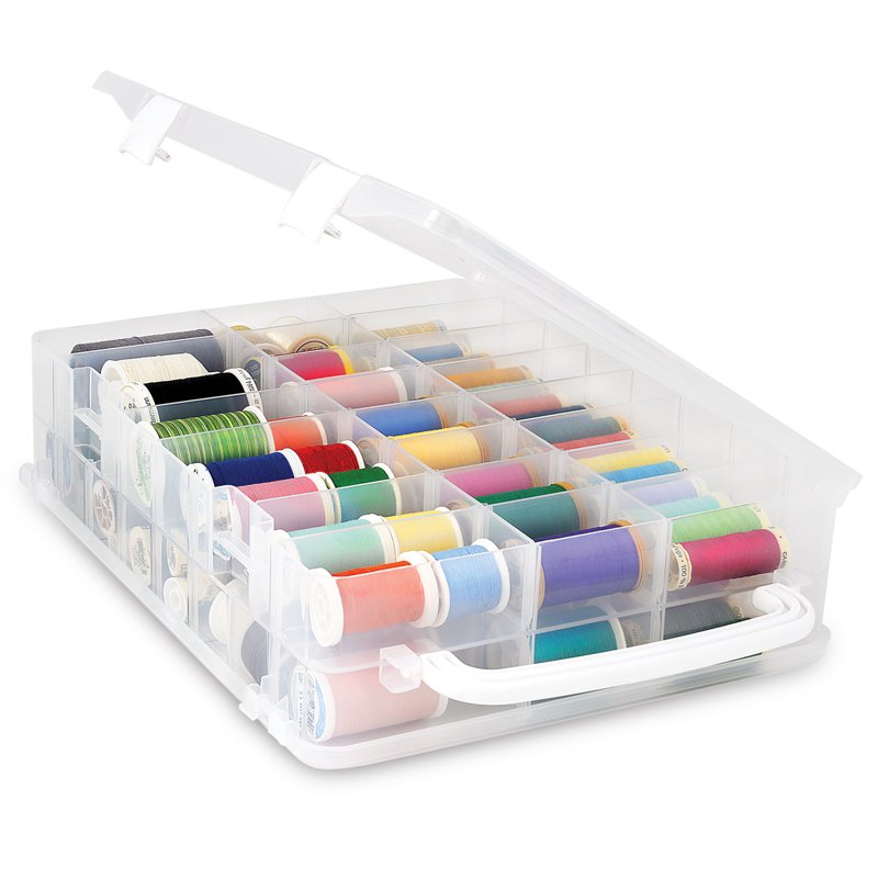 Thread Storage Box Organizer with 48 Compartments and Removable Dividers