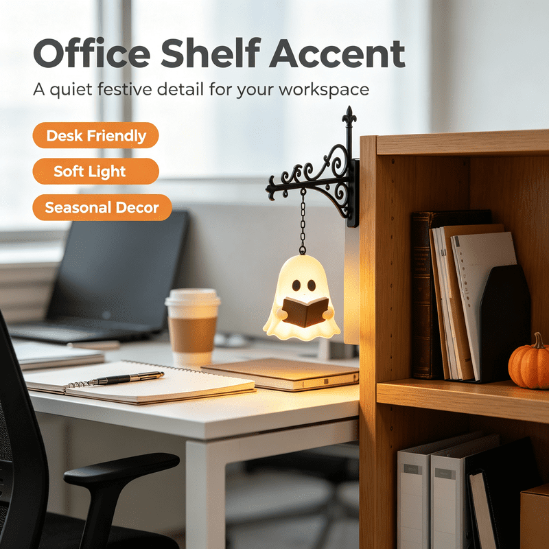 Ghost Library Decorative Bookshelf Light - Mini Hanging Lantern Lamp for Book Lovers (Ghost Variant)