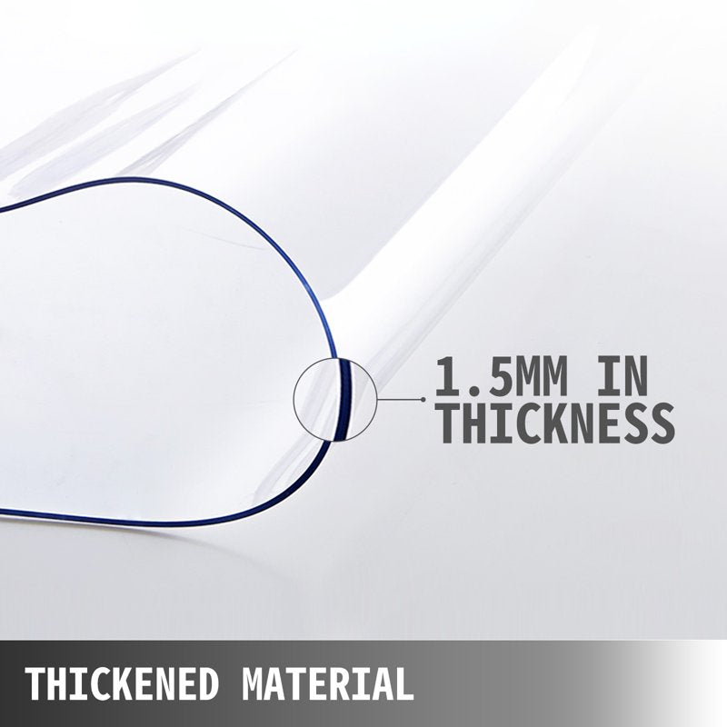 Clear PVC Table Cover Protector 90 x 44 Inch, 1.5mm Thick Waterproof & Heat-Resistant