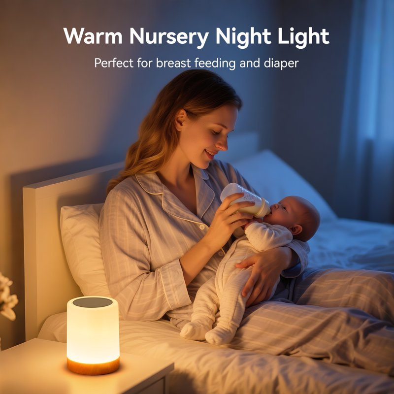 Dimmable RGB Night Light Table Lamp with Remote for Bedroom Nursery