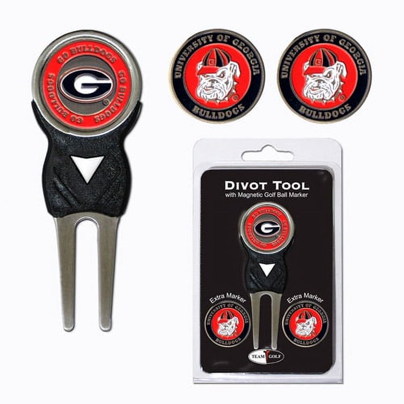 NCAA Georgia Bulldogs Divot Tool with 3 Magnetic Markers - Golf Accessories