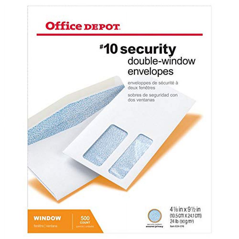 Double-Window Envelopes #10 White Gummed Office Mailer Box of 500
