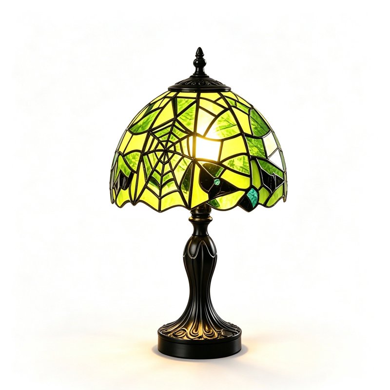 Halloween Gothic Stained Glass Table Lamp - Witch Hat Design, 11.8 Inch Decorative Light